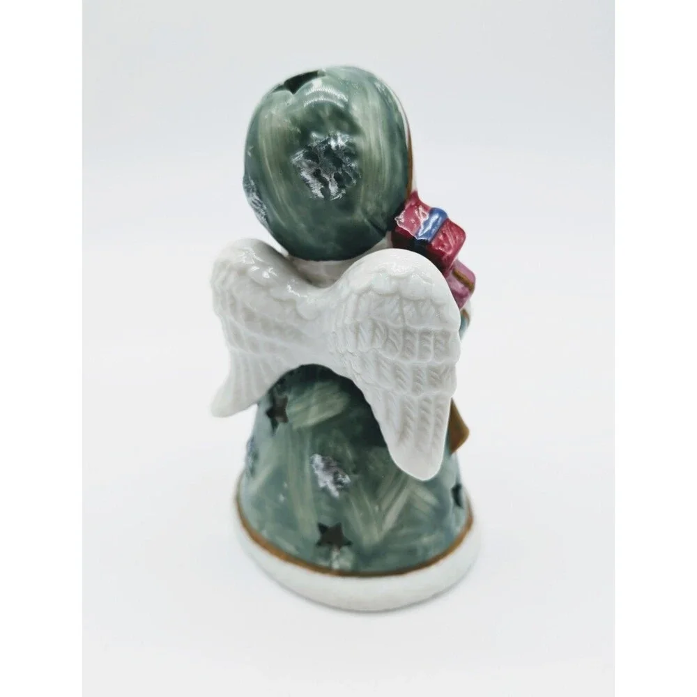 VTG Ceramic Snow Blond Angel Candle Lamp Tea Lite Votive Christmas Winter